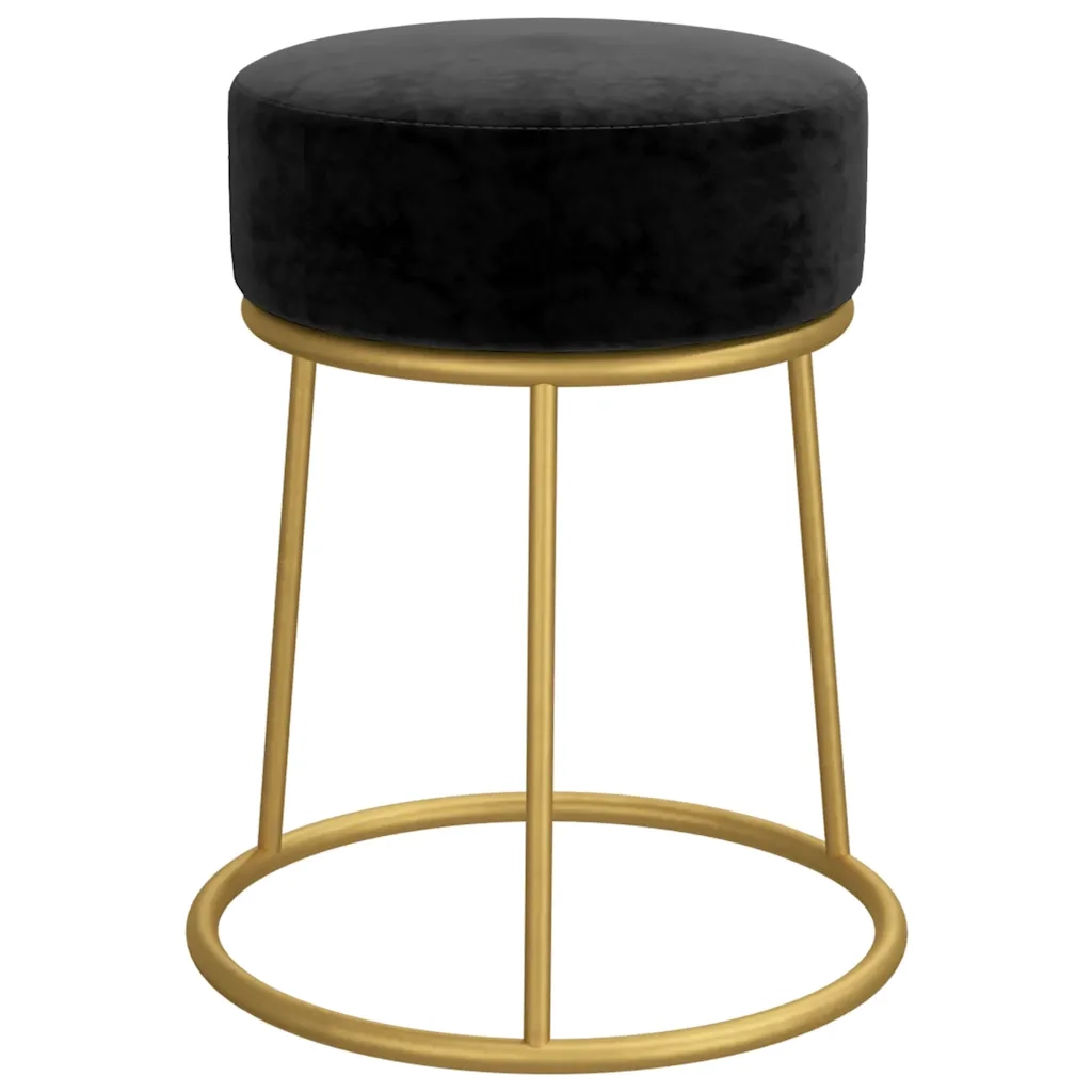 Sgabello Rotondo Nero in Velluto cod mxl 58432