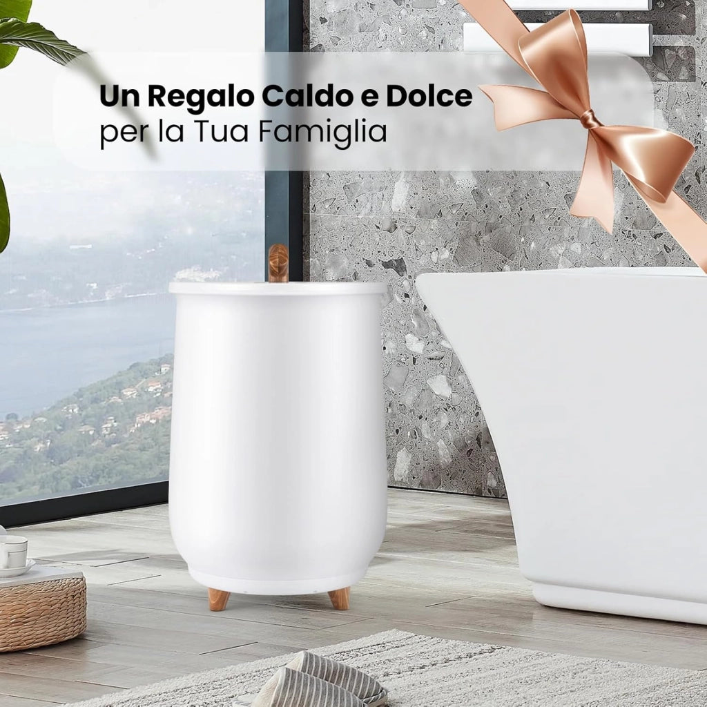COSTWAY 23L Secchio Riscaldatore di Asciugamani, Secchiello con Portadischi Profumato, 3 Livelli di Riscaldamento, Timer e Spegnimento Automatico (Bianco)