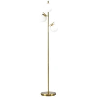 Lampada da Terra Moderna con 3 Punti Luce in Acciaio e Vetro, Ø27x159cm, Oro