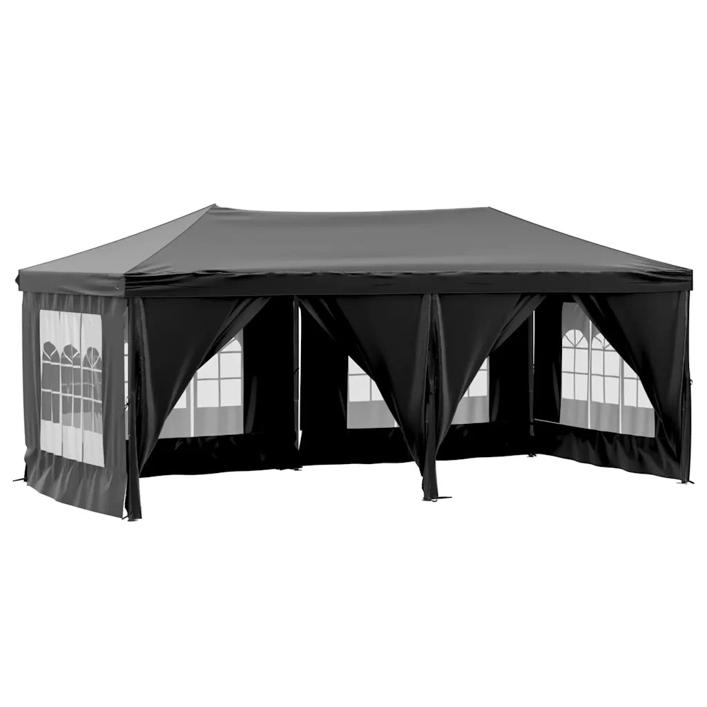 Tenda per Feste Pieghevole con Pareti Laterali-Tenda Gazebo Nero 3x6 m 825806