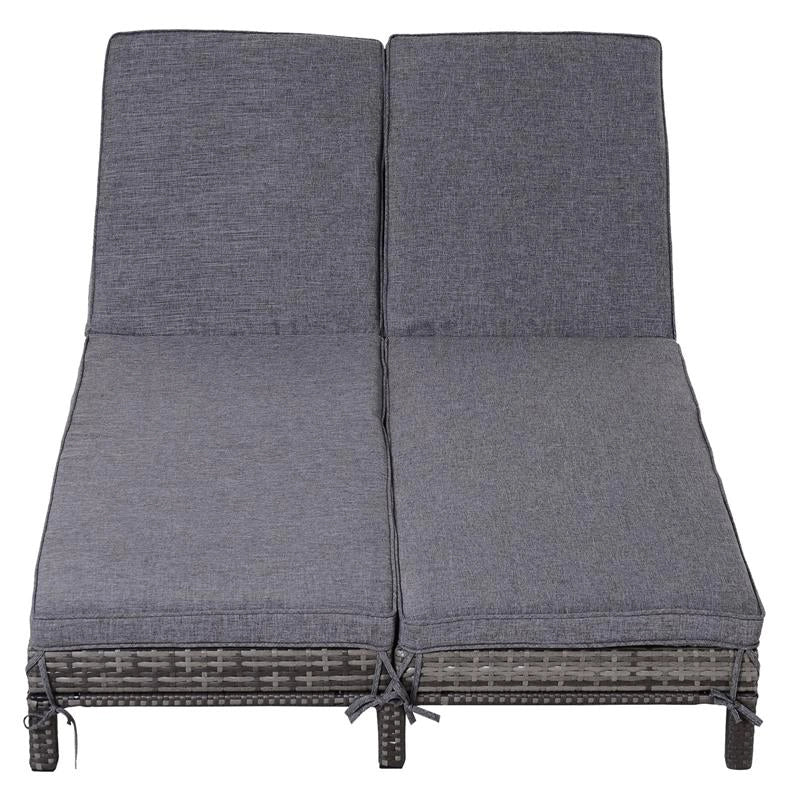 LETTINO PRENDISOLE A 2 POSTI E RATTAN CON MATERASSINO 195 X 120 X 28 CM GRIGIO