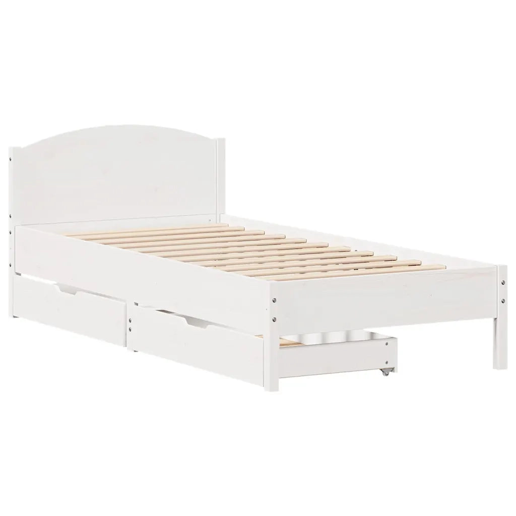 Letto senza Materasso Bianco 75x190 in Legno Massello di Pino 3301852