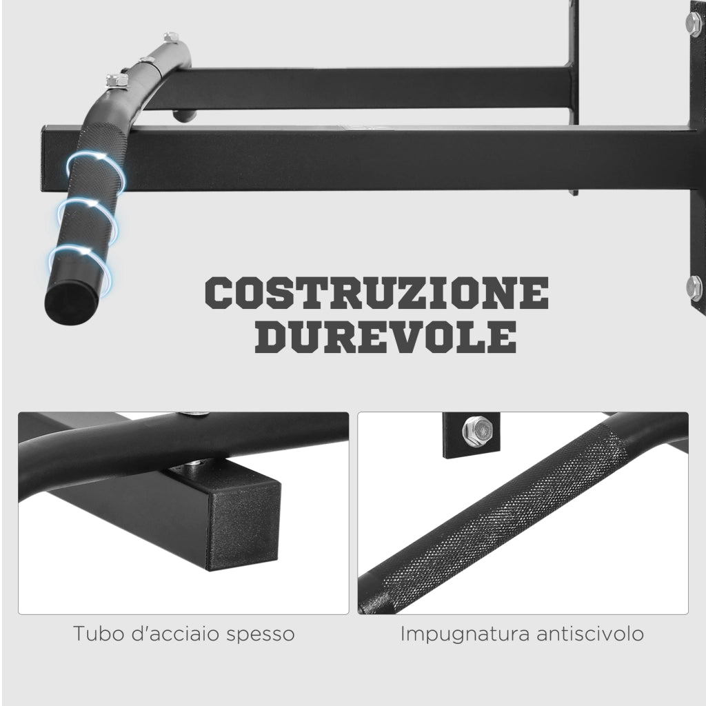EasyComfort Barra per Trazione a Muro Professionale con Struttura in Acciaio, 113 x 41 x 20cm, Nero