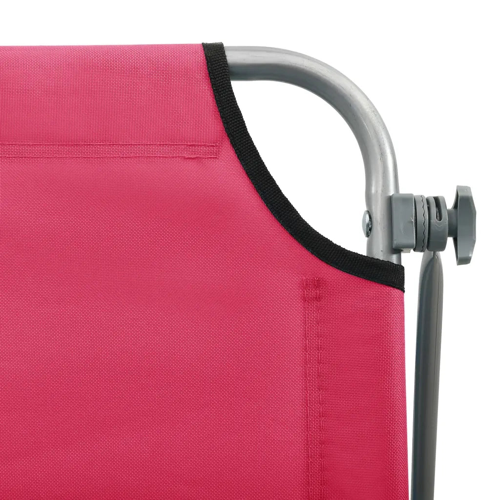 Lettino Prendisole con Baldacchino in Acciaio Rosa 310337