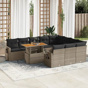 vidaXL Set Divani da Giardino 11 pz con Cuscini in Polyrattan Grigio