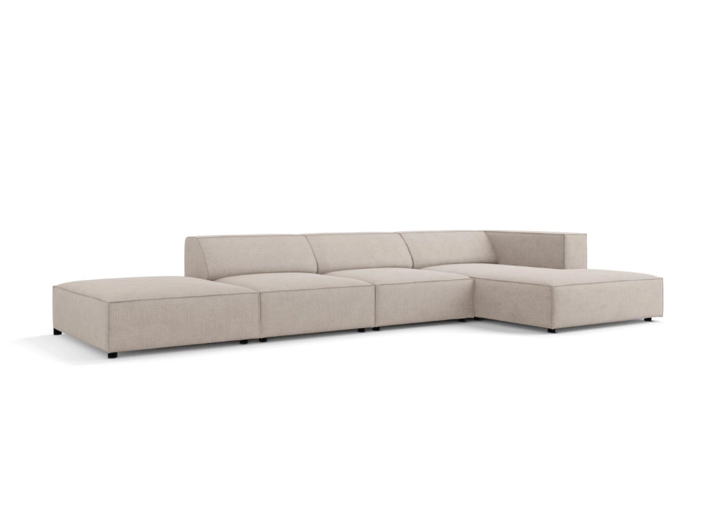 Cosmopolitan Design - Divano angolare destro "Arendal" 5 posti in ciniglia con effetto a coste beige scuro 