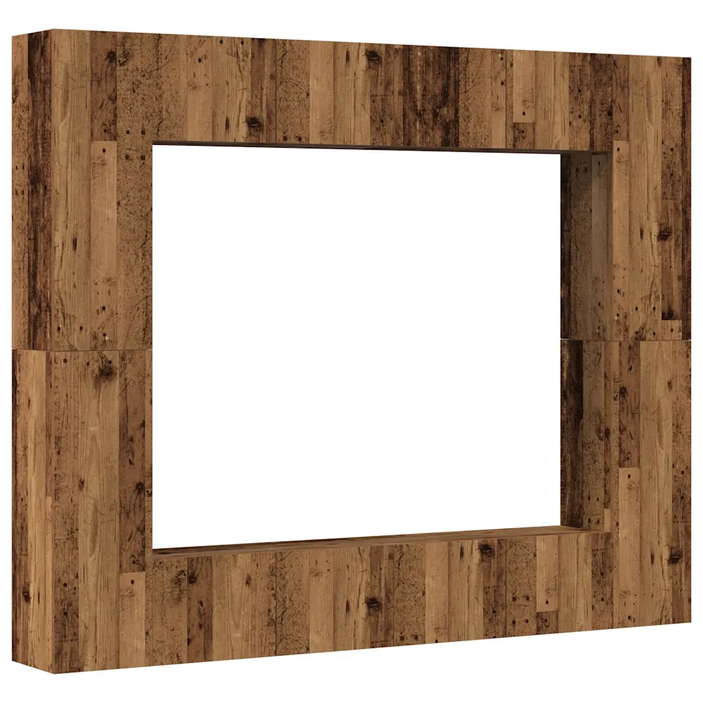 Set Mobile TV 8 pz Montato a Parete Legno Antico in Truciolato 3328953