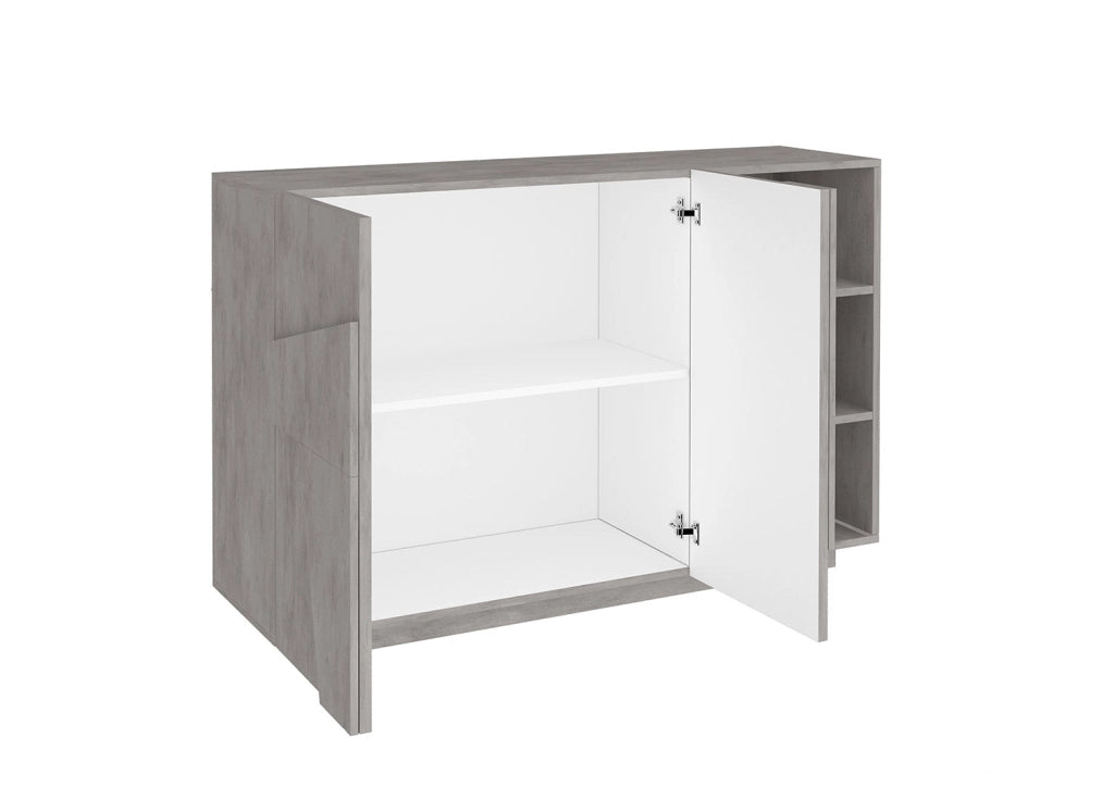 Mobile Multiuso 2 Ante 3 Vani Giorno 121,8x39,2x86 cm Ping Cemento Bronx