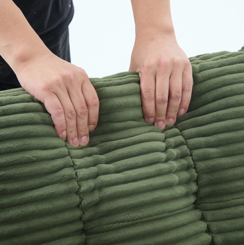 Poltrona relax trasformabile in chaise longue in velluto a coste smeraldo