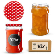 Barattoli per conserve KADAX Seno 315 ml 10 pezzi 66 mm + coperchi "Cuori"
