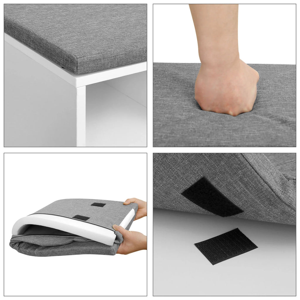 Panca portascarpe panca contenitore con cassetto e scomparti aperti scarpiera seduta imbottita per corridoio ingresso camera da letto 104 x 30 x 48 cm bianco 12_0004073