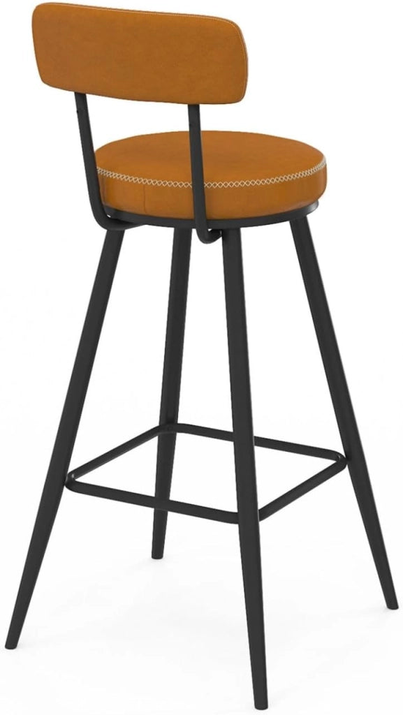 Set di 4 sgabelli da bar ISAURE in PU marrone con cuciture e gambe in metallo nero