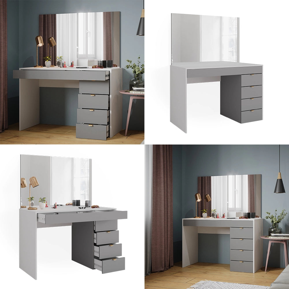 Vicco Tavolo da toeletta Bianco/grigio/grigio 115 cm con specchio