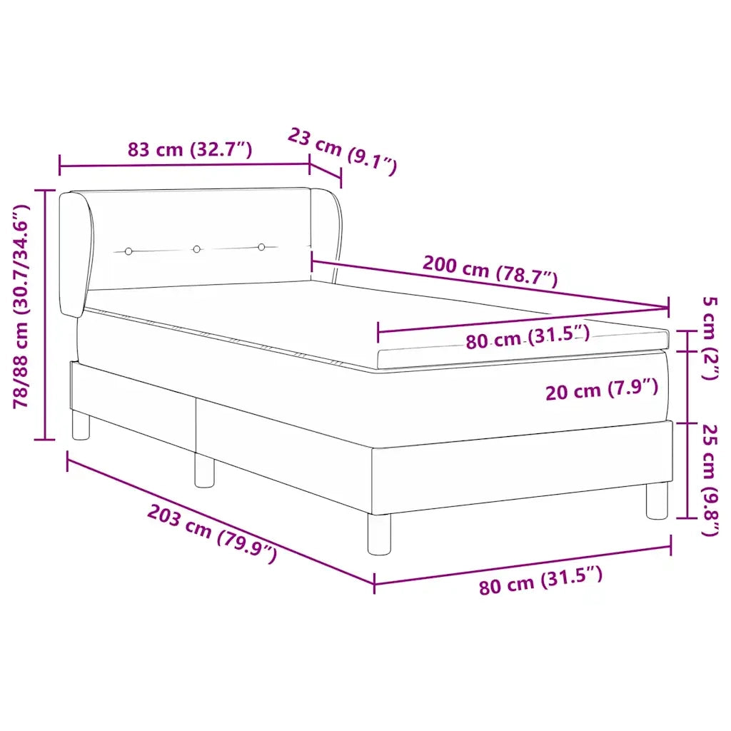 Letto a molle con testiera Grigio chiaro 80 x 200 cm Tessuto 3339989