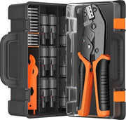 Set di attrezzi per cavi solari - Per cavi solari 2.5/4.0/6.0 mm² - Inclusi 12 paia di connettori e chiavi - Morsa cavi regolabile con impugnatura ergonomico - Impermeabile IP67 - Garanzia di qualità