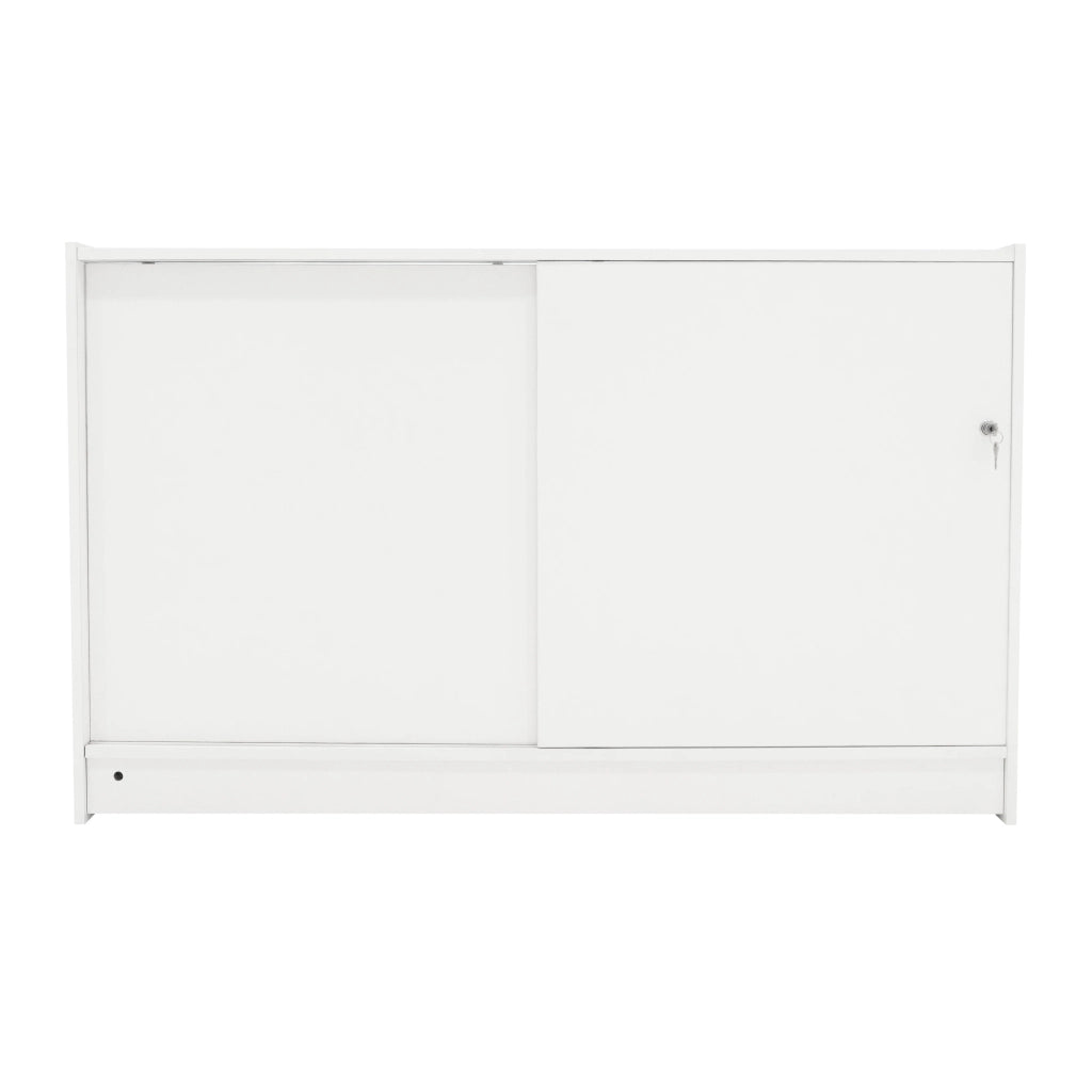 Bancone LED B1500 Bianco con 1 Ripiano a Vista e 2 Ripiani Chiusi