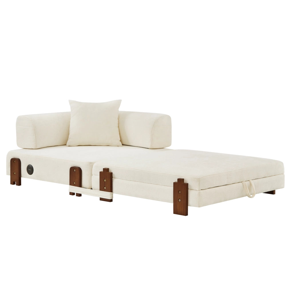 Divano Letto Pieghevole con Braccioli e Vano Contenitore ¨C MINIMAL ¨C Beige