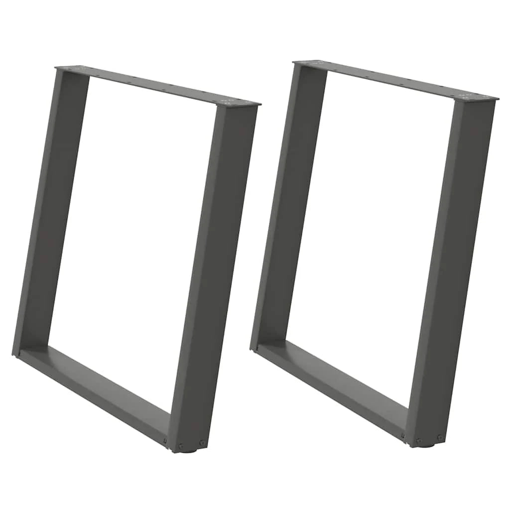 Set di 2 gambe per tavolo da pranzo angolate a forma di U 100 x 72-73 cm design moderno con piedini livellatori acciaio antracite 02_0057086
