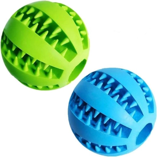 Palline per gioco per cani - 2-pack palline di gomma naturale per masticare - diametro 7 cm - Palline per cani per pulizia dentale - Cibo per cani in gomma naturale - Giocattolo per cani resistentente al morso (1*blu + 1*verde)