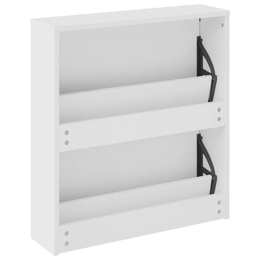 Scarpiera con Specchio a 2 Livelli Bianco lucido 63x17x67 cm 342631