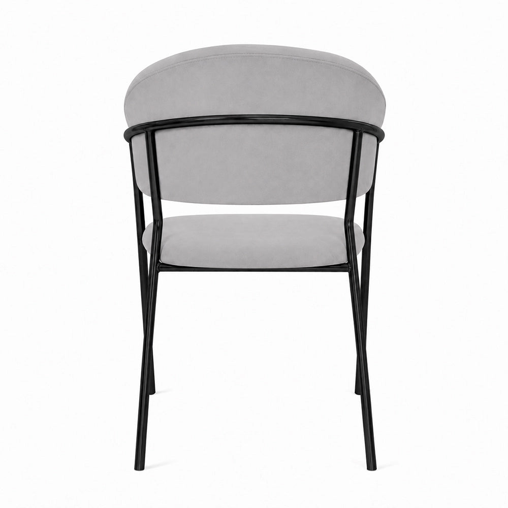 Sedie da sala da pranzo set da 4 Aurelia in velluto grigio con gambe nere