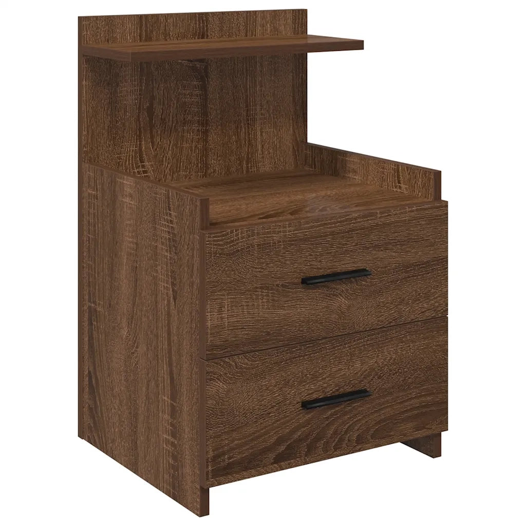 Comodini 2 pz con 2 cassetti in rovere marrone 40x36,5x62 cm 858645