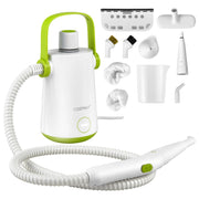 Pulitore a vapore multiuso con 10 accessori serbatoio da 300 ml e tubo flessibile, Macchina a vapore Verde-Elettrodomestici pulizia