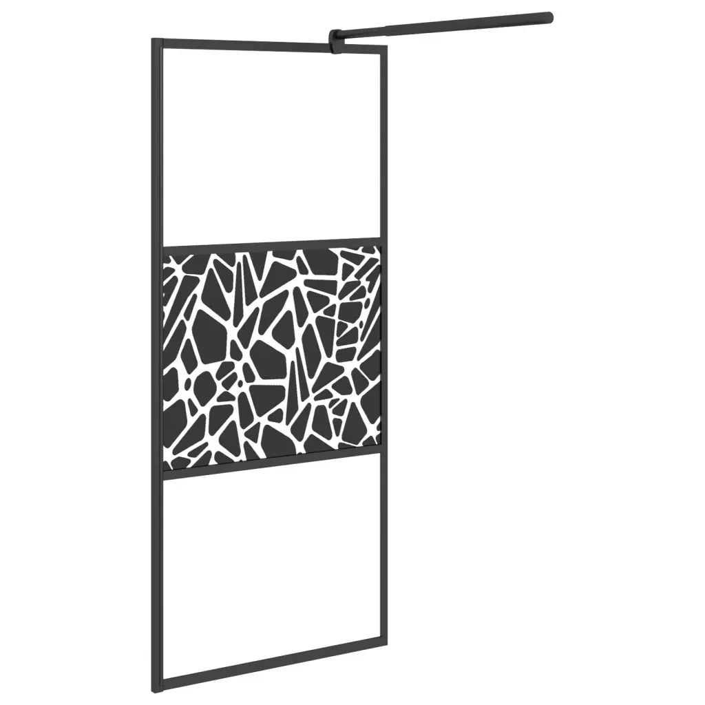 Parete Doccia Walk in 80x195cm Vetro ESG con Design Pietre Nero cod mxl 42809