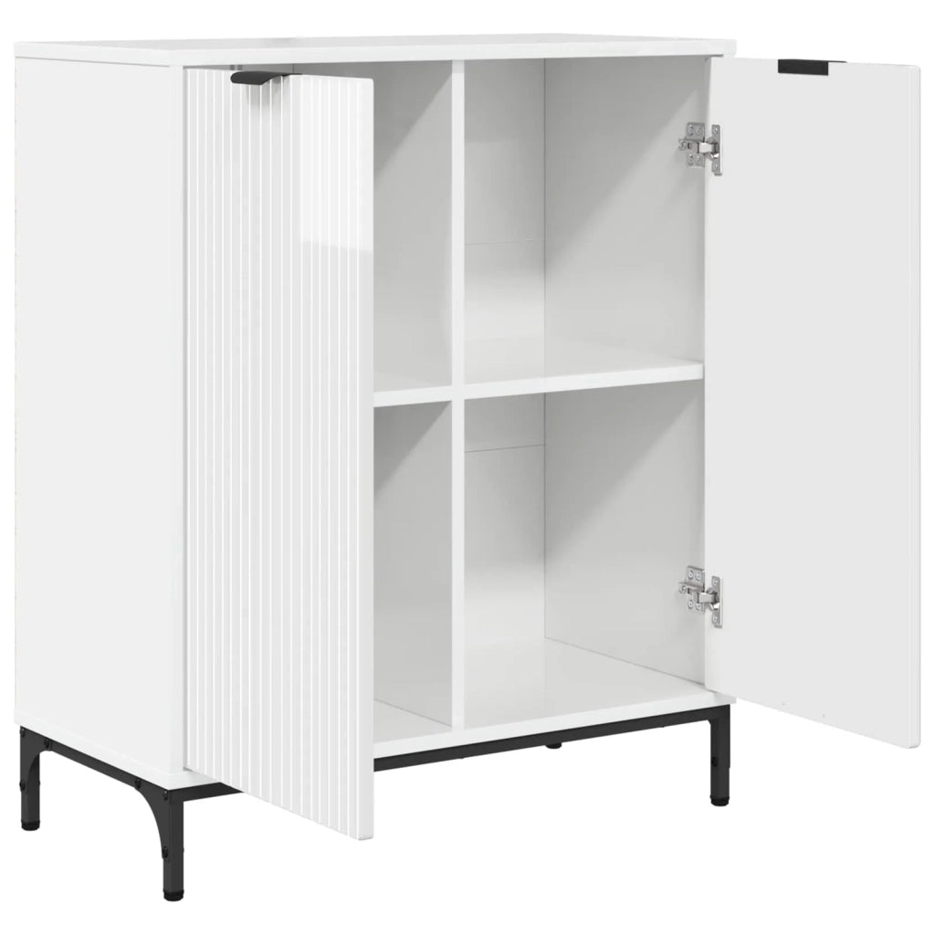 Credenza Bianco Lucido 69,5 x 33 x 82 cm Legno multistrato 883428