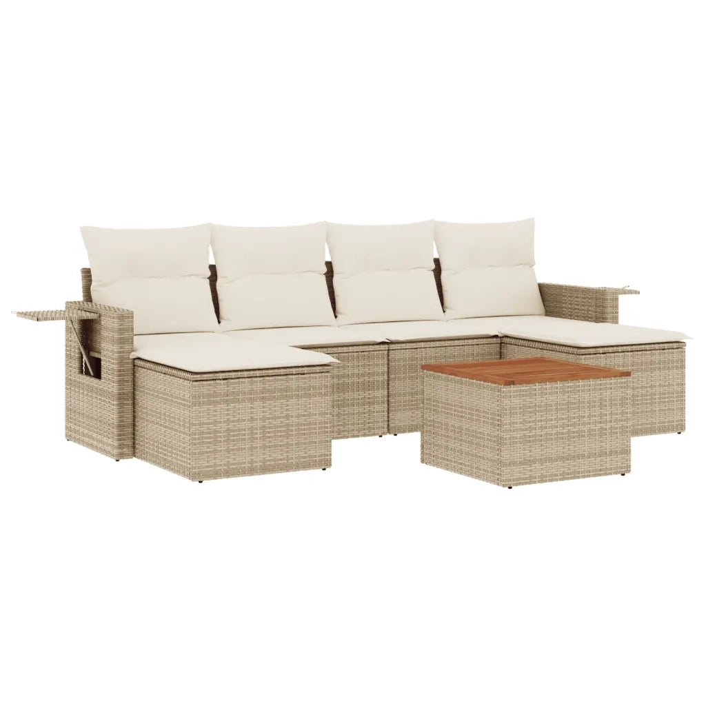Set Divani da Giardino 7 pz con Cuscini Beige in Polyrattan 3224686