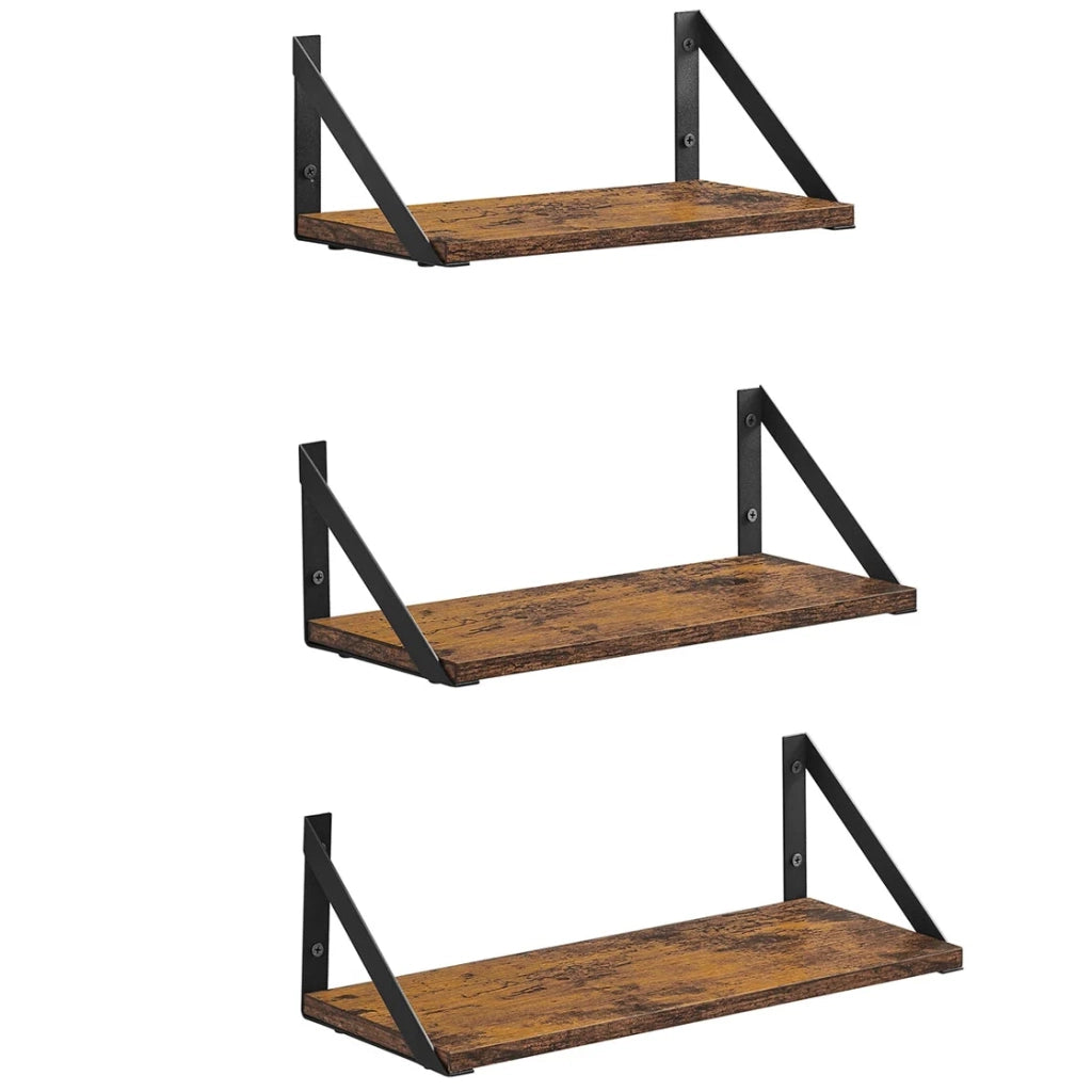Set di 3 mensole a parete galleggianti per gioielli cornici bottiglie di spezie articoli da toeletta soggiorno camera da letto cucina bagno marrone 12_0006287
