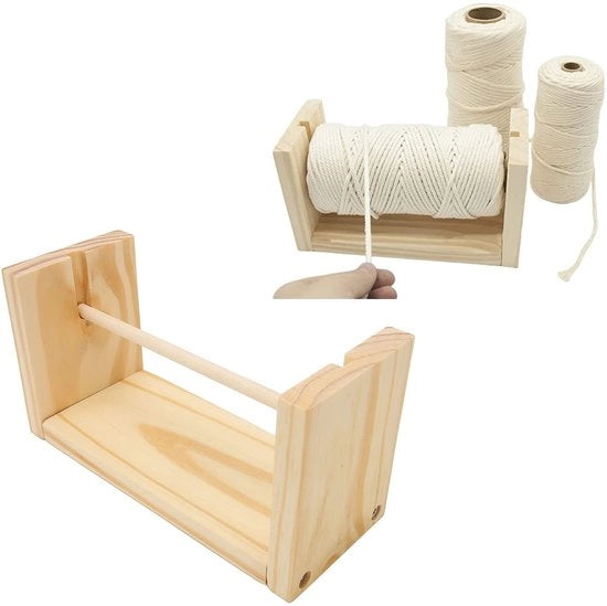 Sostegno orizzontale per fili - In legno massello - Luminoso rotante - Dispensatore di lana - Per cucire e ricamare - 24 cm