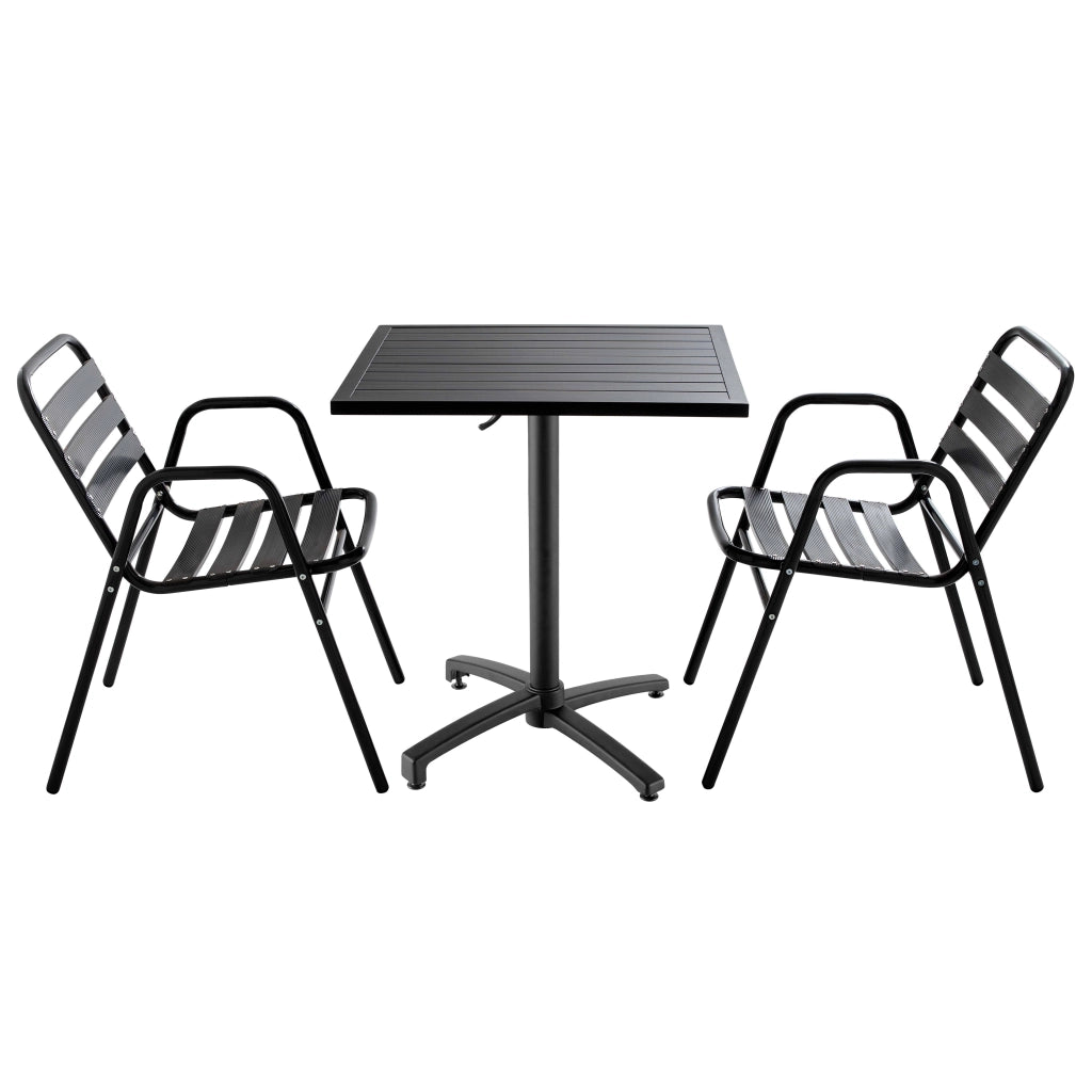 Oviala - Salottino da giardino bistrot 2 posti in alluminio grigio