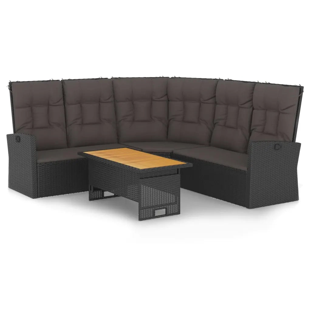 Set da Giardino 2 pz con Cuscini Nero in Polyrattan 362175