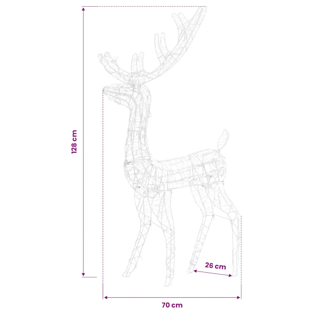 Decorazioni Natalizie Renne in Acrilico 2 pz 120cm Bianco Freddo CFW9723655