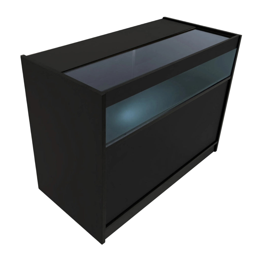 Set Banconi Negozio Nero Luna LED B1200 CM60 TB60 con Serrature e Vetrina