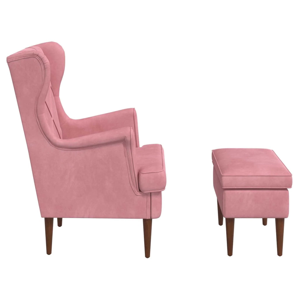 Poltrona con Ottomano 2 pz Rosa Velluto 3418845