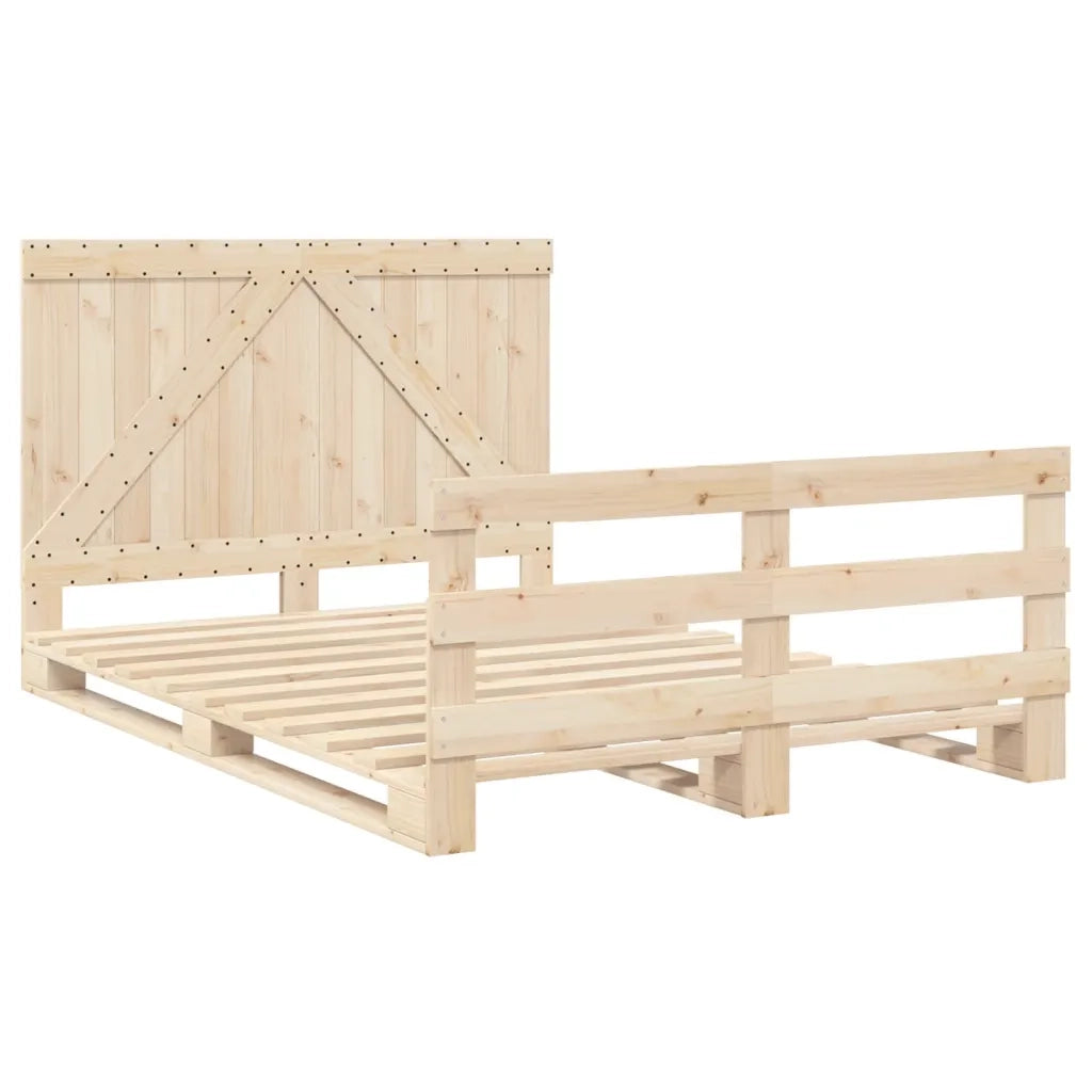 Giroletto con Testiera 140x200 cm in Legno Massello di Pino 3281558