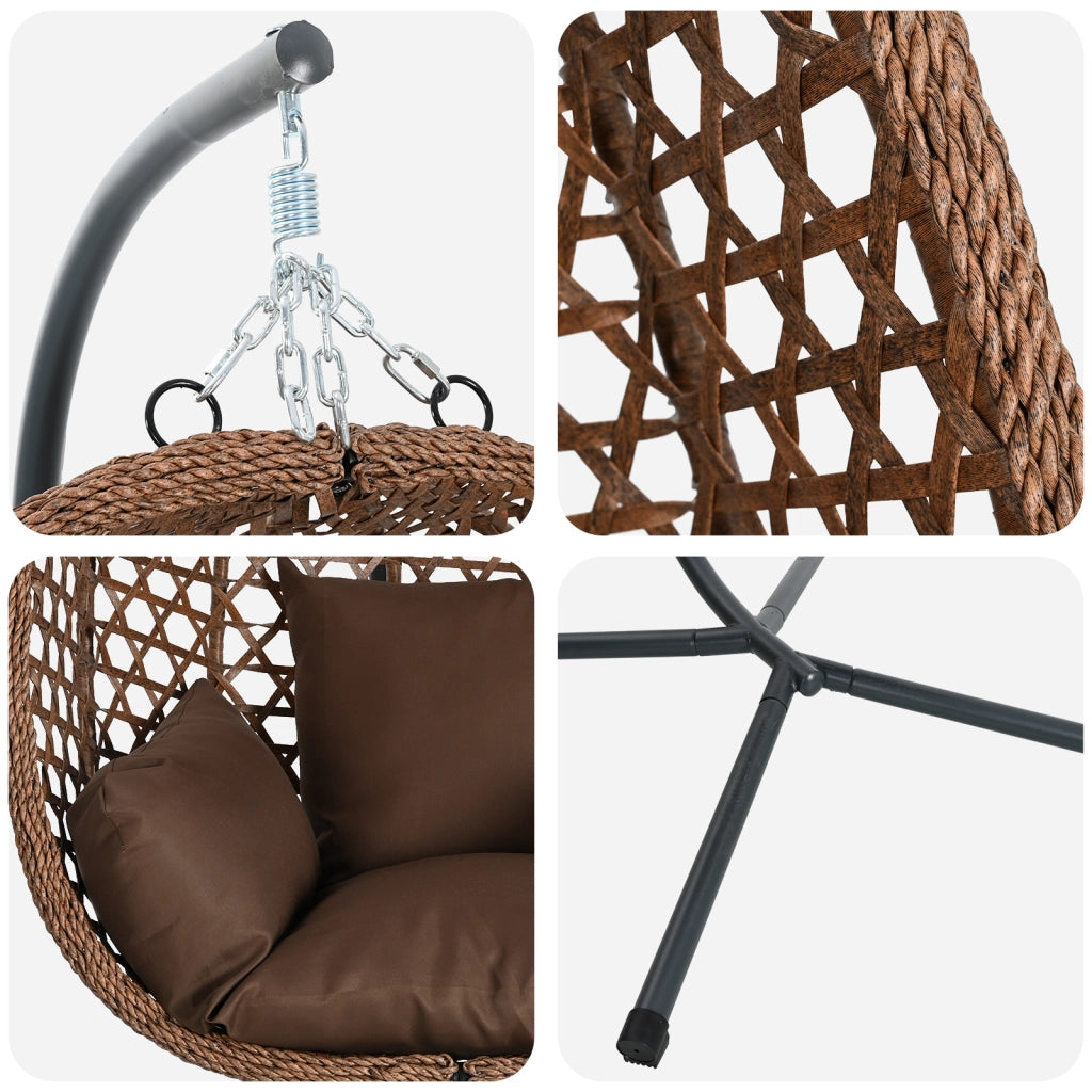 Cesta Sedia a Uovo Appesa con Supporto CaffÃ¨ in Rattan Poliestere
