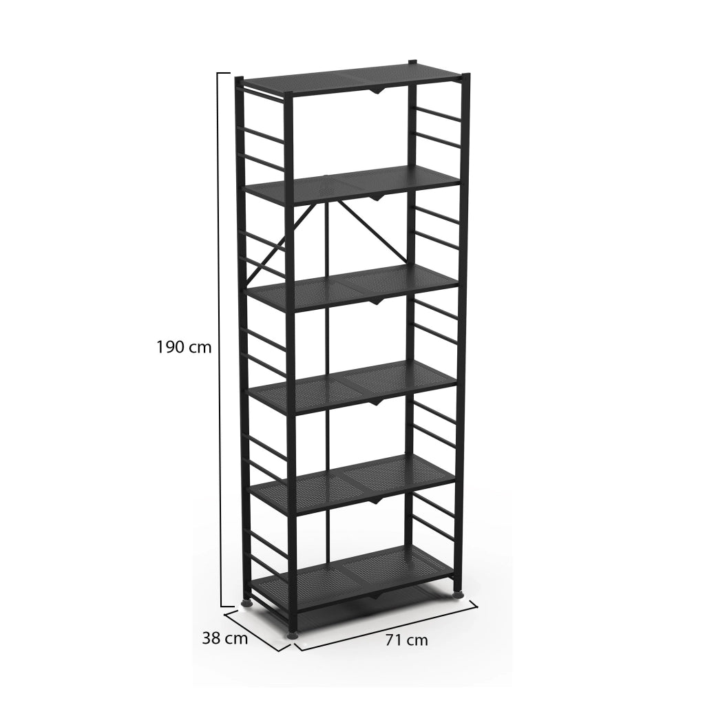 Ficulle, Scaffali 6 Ripiani, 71x38x190h cm Nero