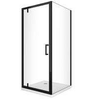 Box Doccia Con Parete Fissa Laterale e Porta Rototraslante Con Perni Asimmetrici Vetro 8 MM H 200 nero opaco 80 (78-80) FISSA x PORTA 120 (117-120)