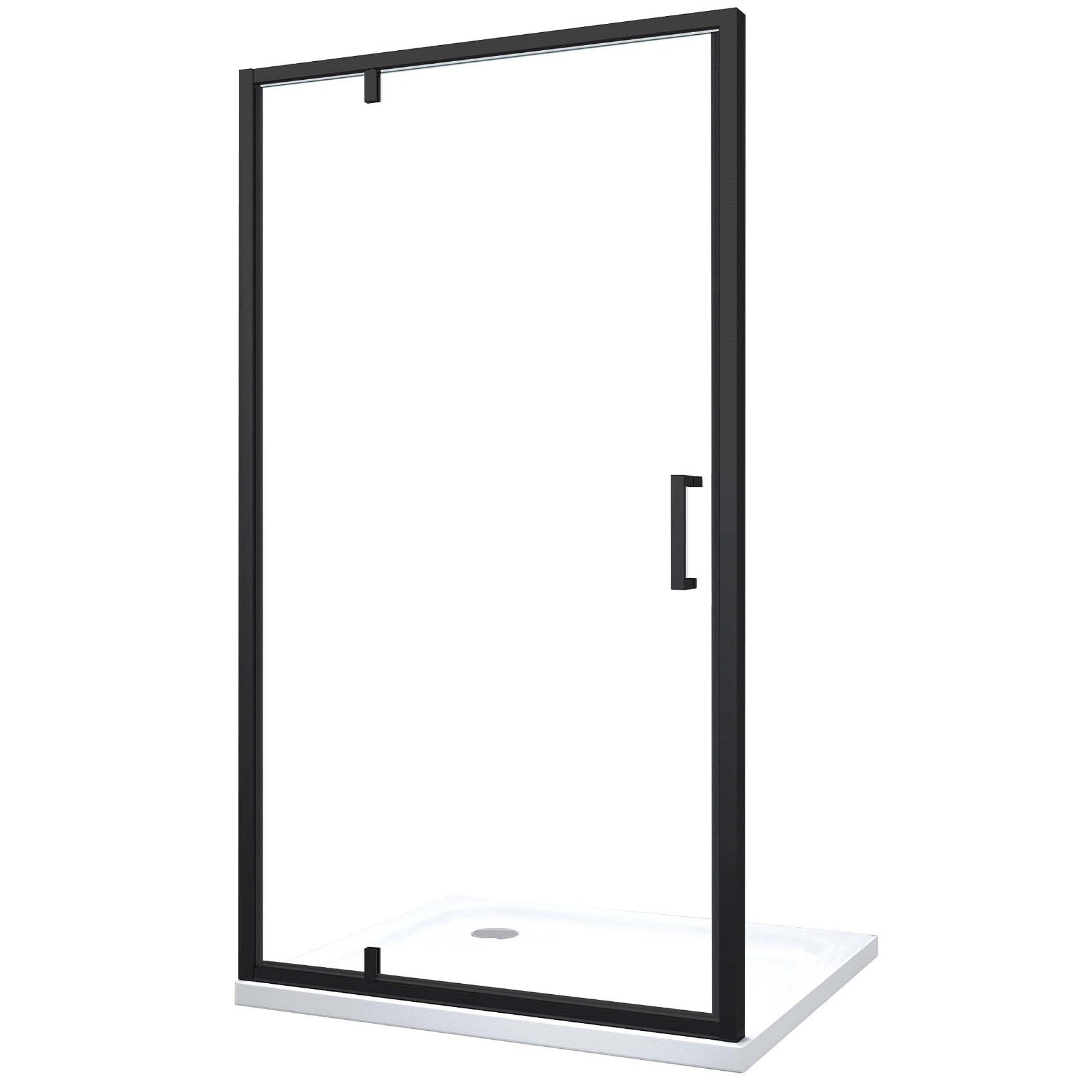 Porta Doccia Battente Roto-Traslante Con Perni Asimmetrici Telaio Nero Opaco Reversibile Cm 86-89 H 200