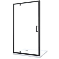Porta Doccia Battente Roto-Traslante Con Perni Asimmetrici Telaio Nero Opaco Reversibile Cm 96-99 H 200