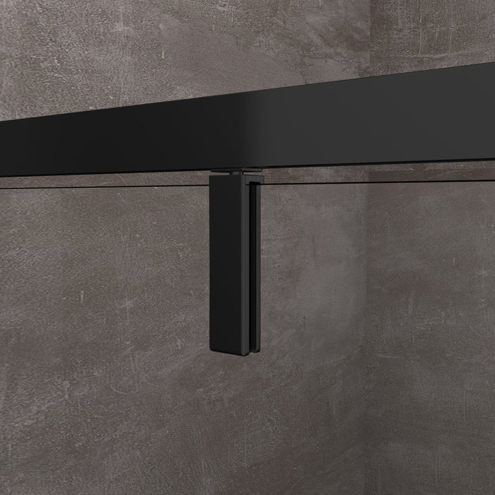 Box Doccia Con Due Pareti Fisse Laterali e Porta Battente Frontale Roto-traslante 8 MM H 200 Nero Opaco Misura 100 (98-100) FISSE + PORTA 120 (118-121)