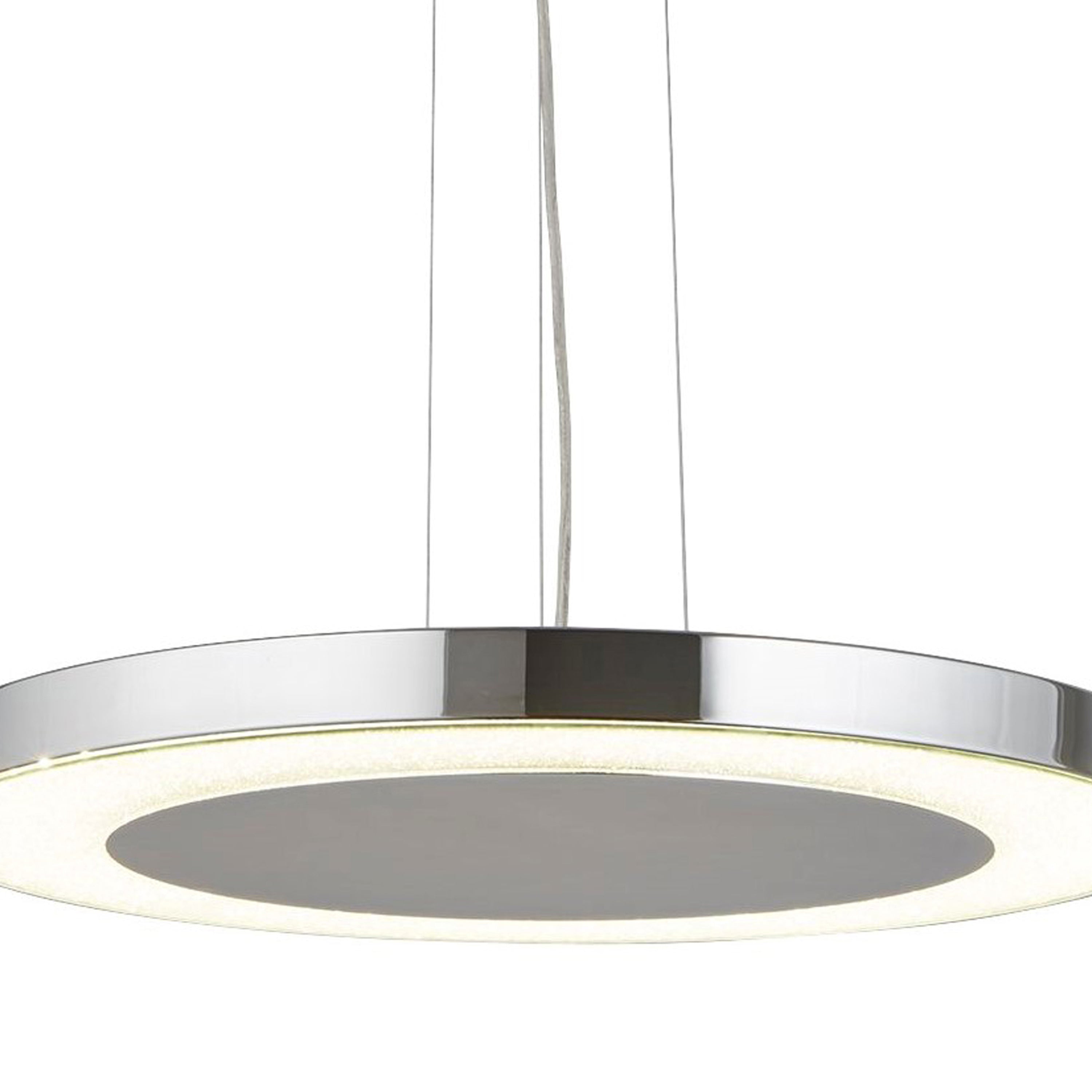 Lampadario Moderno Lexi Acciaio Cromo Vetro Trasparente Led 34W 4000K