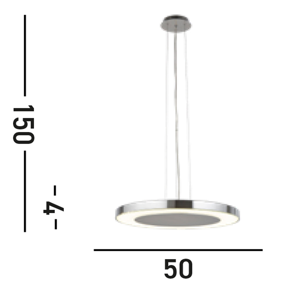 Lampadario Moderno Lexi Acciaio Cromo Vetro Trasparente Led 34W 4000K