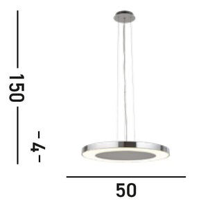 Lampadario Moderno Lexi Acciaio Cromo Vetro Trasparente Led 34W 4000K