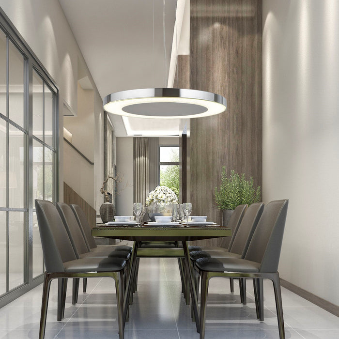 Lampadario Moderno Lexi Acciaio Cromo Vetro Trasparente Led 34W 4000K