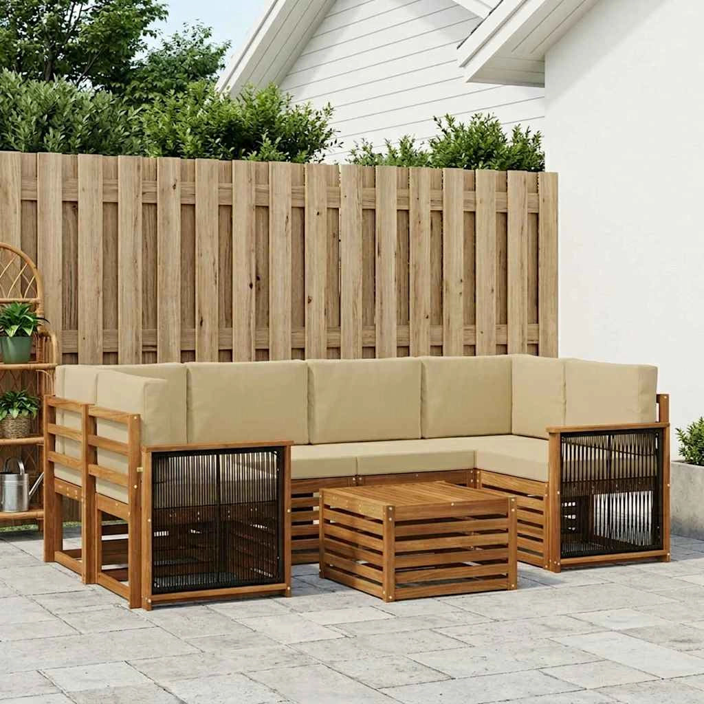 Set di divani da esterno 7 pz Naturale e Beige 3384084