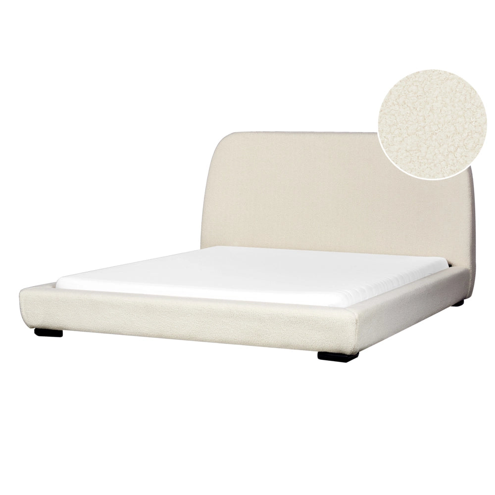 Letto ad acqua Beige Poliestere Boucle Tessuto Imbottito 160 x 200 cm EU King Size Design Classico Tradizionale